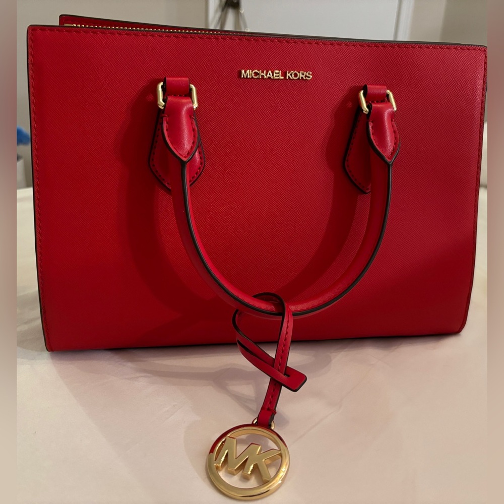 Michael Kors Sheila Medium Satchel in Bright Red, Brand New with Tags